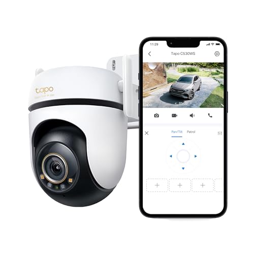 Tapo C530WS 360° Überwachungskamera Außen, 3K 5MP, Starlight Farbe Nachtsicht, KI-Erkennung, Bewegungsverfolgung, WLAN oder Ethernet, microSD-Karte bis zu 512 GB